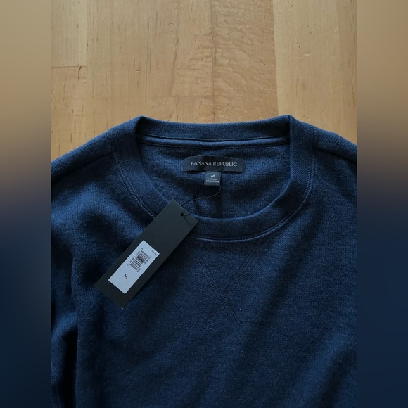 Brushed Waffle-Knit T-Shirt Mens size M colour Navy - Picture 6 of 8